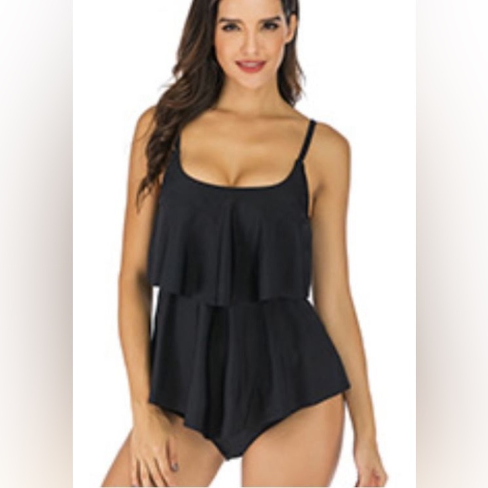 Popvil U Neck Flounce Design Tankini set XXL top & XL bottom